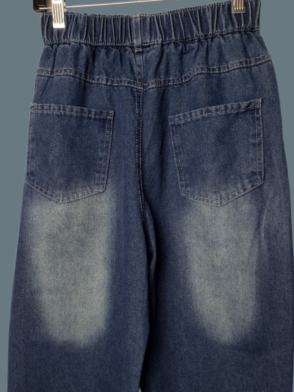 Star Patch Wide Leg WomenPants W/Elastic Waist Distressed Design Small - Picture 9 of 12